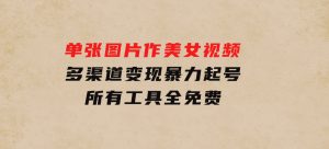 单张图片作美女视频，多渠道变现暴力起号，所有工具全免费-财仔梦想资源网