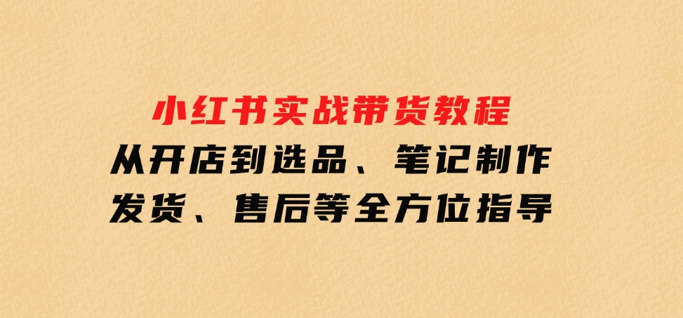 小红书实战带货教程：从开店到选品、笔记制作、发货、售后等全方位指导-财仔梦想资源网