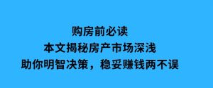 购房前必读，本文揭秘房产市场深浅，助你明智决策，稳妥赚钱两不误-财仔梦想资源网