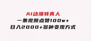 AI动漫转真人，一条视频点赞100w+，日入2000+，多种变现方式-财仔梦想资源网