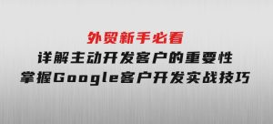 外贸新手必看，详解主动开发客户的重要性，掌握Google客户开发实战技巧-财仔梦想资源网