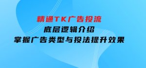 精通TK广告投流：底层逻辑介绍，掌握广告类型与投法，提升效果-财仔梦想资源网