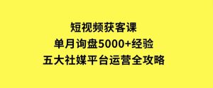 短视频获客课，单月询盘5000+经验，五大社媒平台运营全攻略-财仔梦想资源网