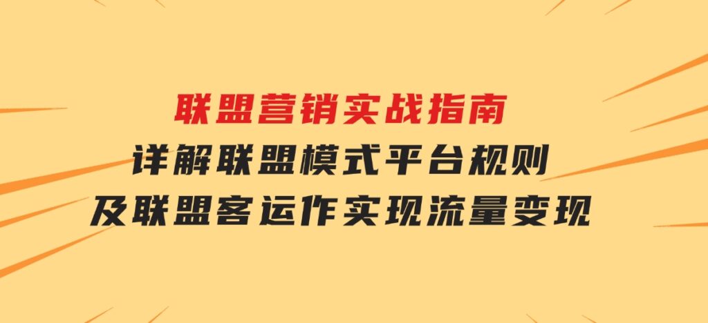 联盟营销实战指南，详解联盟模式、平台规则及联盟客运作，实现流量变现-财仔梦想资源网