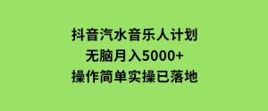 抖音汽水音乐人计划无脑月入5000+操作简单实操已落地-财仔梦想资源网