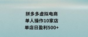 拼多多虚拟电商，单人操作10家店，单店日盈利500+-财仔梦想资源网