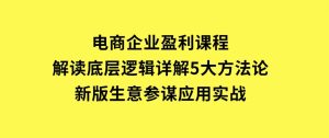 电商企业盈利课程：解读底层逻辑，详解5大方法论，新版生意参谋应用实战-财仔梦想资源网
