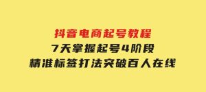 抖音电商起号教程，7天掌握起号4阶段，精准标签打法，突破百人在线-财仔梦想资源网