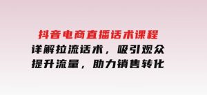 抖音电商直播话术课程，详解拉流话术，吸引观众，提升流量，助力销售转化-财仔梦想资源网