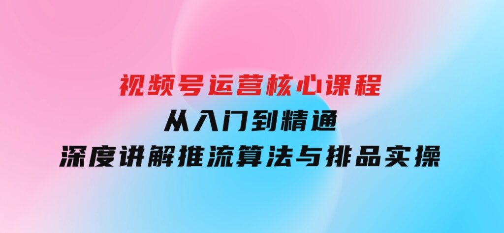 视频号运营核心课程，从入门到精通，深度讲解推流算法与排品实操玩-财仔梦想资源网