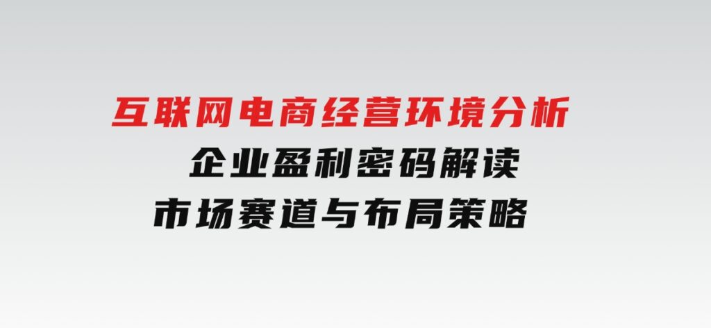 互联网电商经营环境分析,企业盈利密码解读,市场赛道与布局策略-财仔梦想资源网
