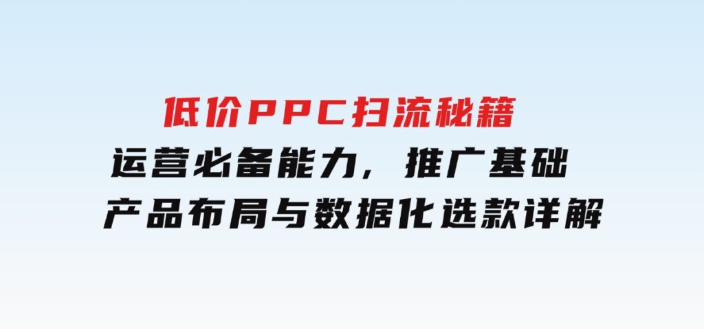 低价PPC扫流秘籍：运营必备能力,推广基础,产品布局与数据化选款详解-财仔梦想资源网