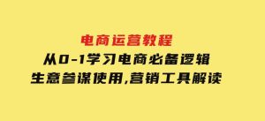 电商运营教程：从0-1学习电商必备逻辑,生意参谋使用,营销工具解读-财仔梦想资源网