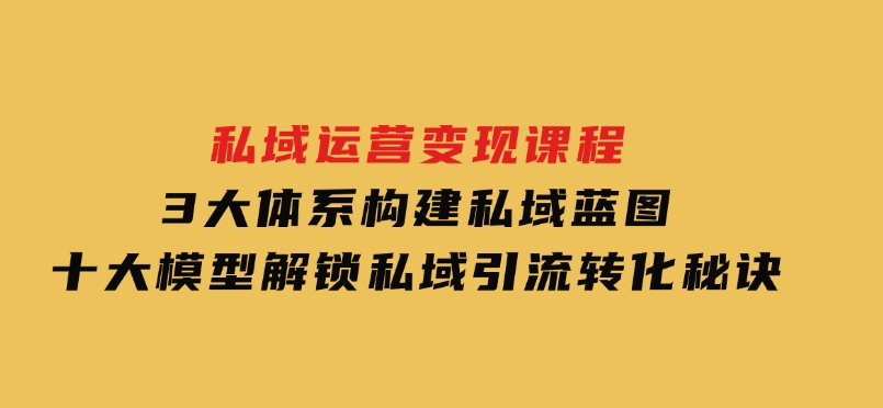 私域运营变现课程，3大体系构建私域蓝图，十大模型解锁私域引流转化秘诀-财仔梦想资源网