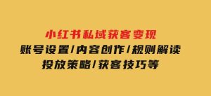 小红书私域获客变现：账号设置/内容创作/规则解读/投放策略/获客技巧等-财仔梦想资源网