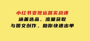 小红书变现运营实战课，涵盖选品、流量获取与图文创作，助你快速出单-财仔梦想资源网