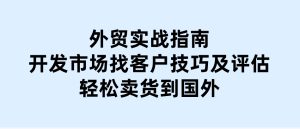 外贸实战指南：开发市场找客户技巧及评估，轻松卖货到国外-财仔梦想资源网