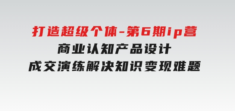 打造超级个体-第6期ip营：商业认知,产品设计,成交演练,解决知识变现难题-财仔梦想资源网