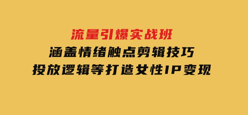 流量引爆实战班，涵盖情绪触点，剪辑技巧，投放逻辑等，打造女性IP变现-财仔梦想资源网