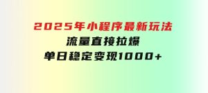 2025年小程序最新玩法,流量直接拉爆,单日稳定变现1000+-财仔梦想资源网