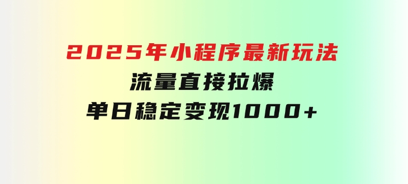 2025年小程序最新玩法，流量直接拉爆，单日稳定变现1000+-财仔梦想资源网