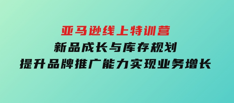 亚马逊线上特训营，新品成长与库存规划，提升品牌推广能力，实现业务增长-财仔梦想资源网
