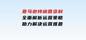 亚马逊持训营资料，全面解析运营策略，助力解决运营难题-财仔梦想资源网