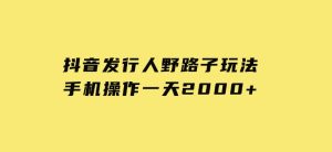 抖音发行人野路子玩法，手机操作一天2000+-财仔梦想资源网