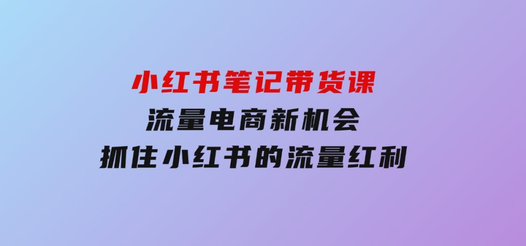 小红书笔记带货课(更新25年1月)流量电商新机会，抓住小红书的流量红利-财仔梦想资源网