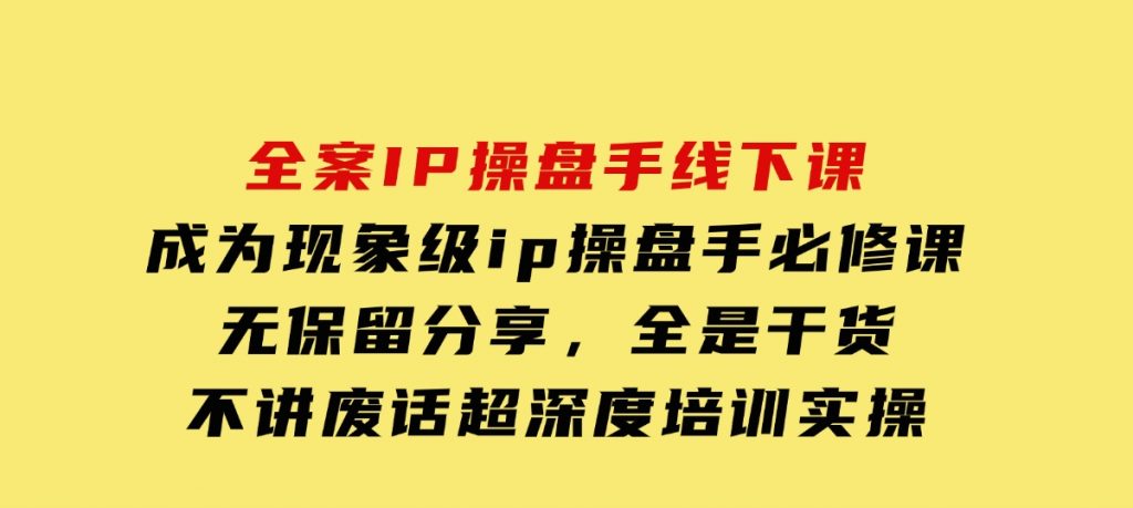 全案IP操盘手线下课，成为现象级ip操盘手必修课，无保留分享，全是干货，不讲废话超深度培训实操-财仔梦想资源网
