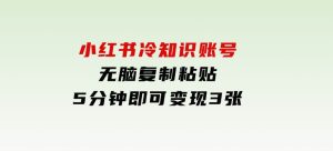 小红书冷知识账号，无脑复制粘贴，5分钟即可变现3张-财仔梦想资源网