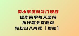 卖小学资料冷门项目，操作简单每天坚持执行就会有收益，轻松日入两张【揭秘】-财仔梦想资源网