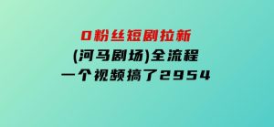 0粉丝短剧拉新(河马剧场)全流程，一个视频搞了2954-财仔梦想资源网
