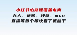小红书必修课，覆盖电商，无人，获客，种草，mcn，直播等多个板块，看了就能干-财仔梦想资源网