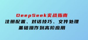 DeepSeek实战指南，注册配置、对话技巧、文件处理、基础操作到高阶应用-财仔梦想资源网