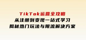 TikTok运营全攻略，从注册到变现一站式学习，揭秘热门玩法与限流解决方案-财仔梦想资源网