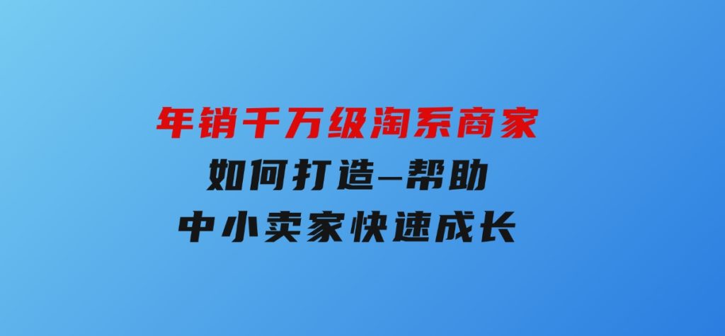 年销千万级淘系商家如何打造–帮助中小卖家快速成长-财仔梦想资源网