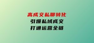 高成交私聊转化，引爆私域成交，打通运营全链-财仔梦想资源网