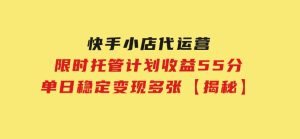 快手小店代运营，限时托管计划，收益55分，单日稳定变现多张【揭秘】-财仔梦想资源网