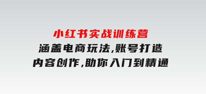 小红书实战训练营，涵盖电商玩法,账号打造,内容创作,助你入门到精通-财仔梦想资源网
