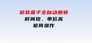游戏盒子全自动搬砖，时间短、单价高，矩阵操作-财仔梦想资源网