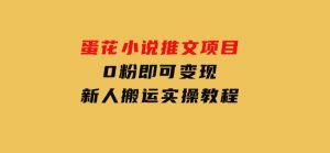 蛋花小说推文项目，0粉即可变现，新人搬运实操教程-财仔梦想资源网
