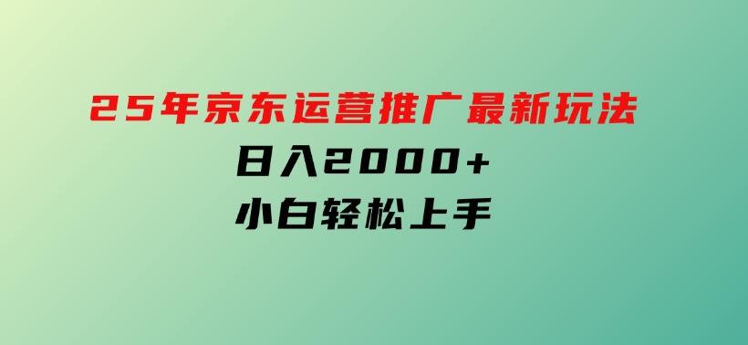 25年京东运营推广最新玩法，日入2000+，小白轻松上手！-财仔梦想资源网
