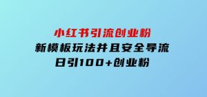 小红书引流创业粉，新模板玩法并且安全导流，日引100+创业粉-财仔梦想资源网
