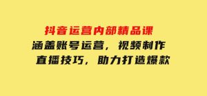 抖音运营内部精品课：涵盖账号运营,视频制作,直播技巧,助力打造爆款-财仔梦想资源网