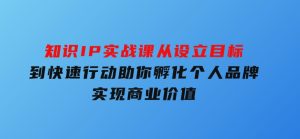 知识IP实战课，从设立目标到快速行动，助你孵化个人品牌，实现商业价值-财仔梦想资源网