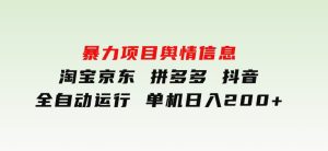 暴力项目舆情信息淘宝京东拼多多抖音全自动运行单机日入200+-财仔梦想资源网