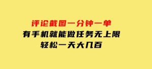 评论截图，一分钟一单，有手机就能做，任务无上限，轻松一天大几百-财仔梦想资源网