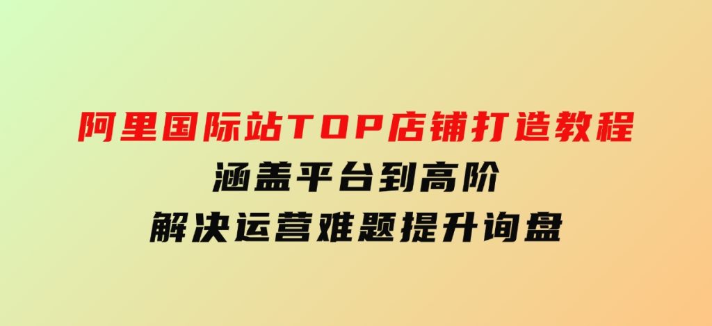 阿里国际站TOP店铺打造教程：涵盖平台到高阶，解决运营难题，提升询盘-财仔梦想资源网