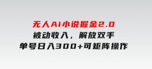 无人Ai小说掘金2.0，被动收入，解放双手，单号日入300+，可矩阵操作-财仔梦想资源网